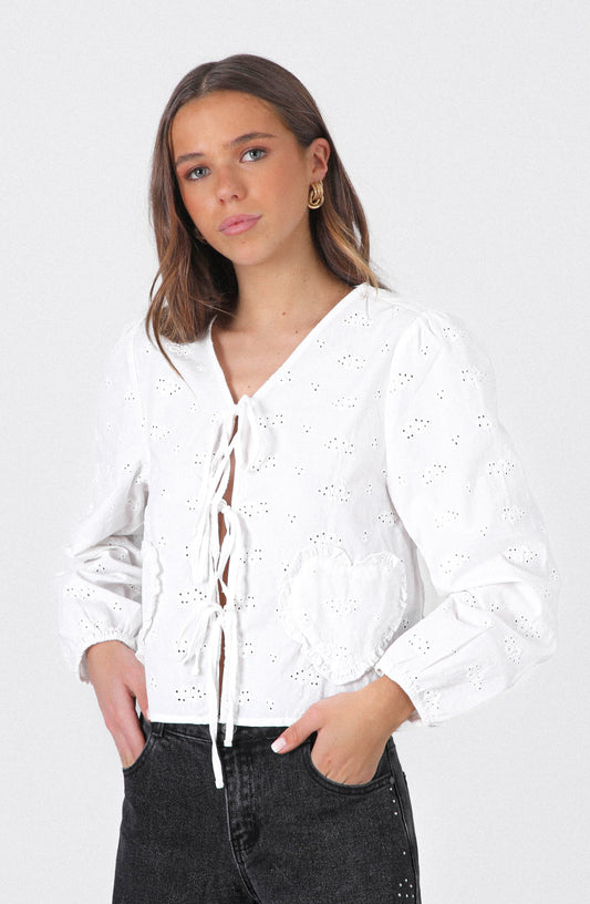 Blusa Bolsillo Corazón White