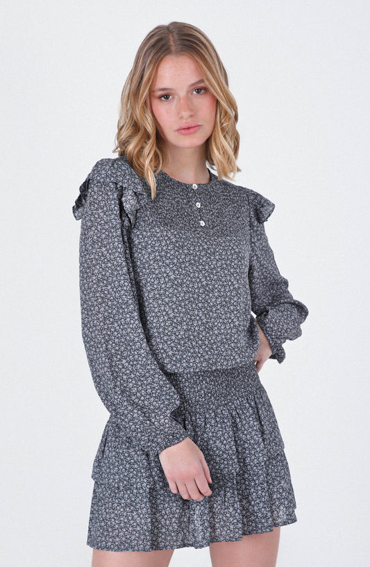 Blusa Estampada Vuelo Lurex Grey
