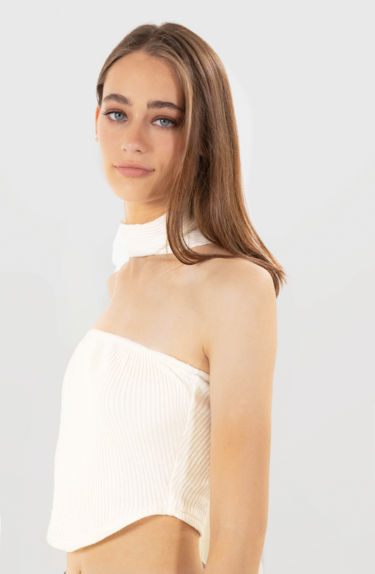 Top Bandeau Cuello Ecru