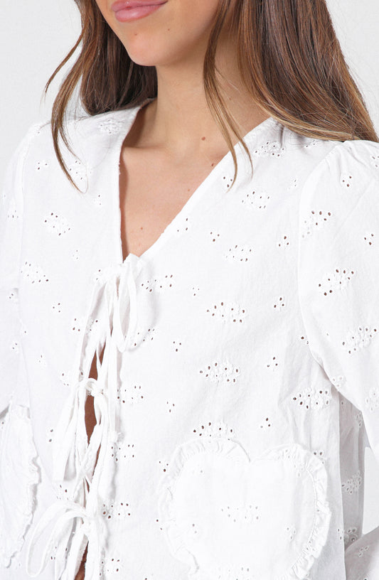 Blusa Bolsillo Corazón White