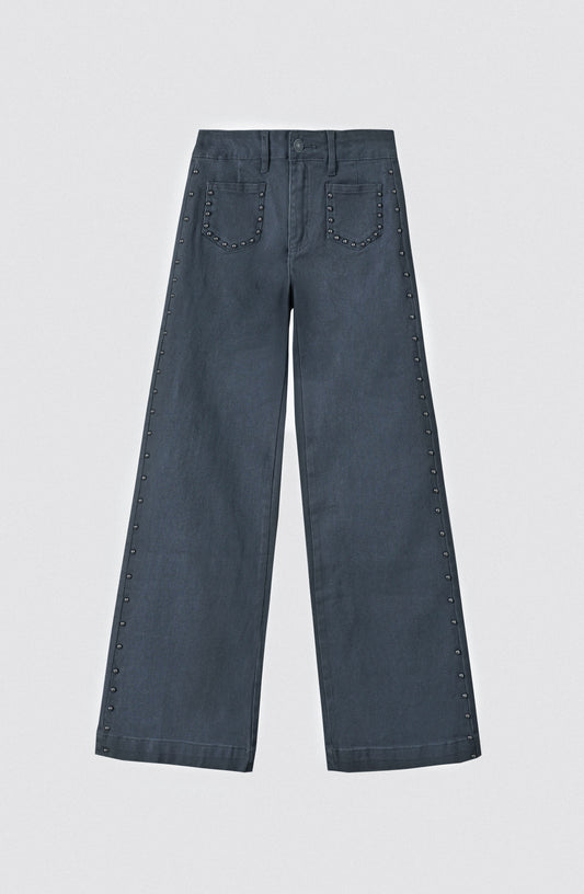 Pantalón Wide Leg Tachas Grey