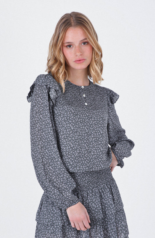 Blusa Estampada Vuelo Lurex Grey