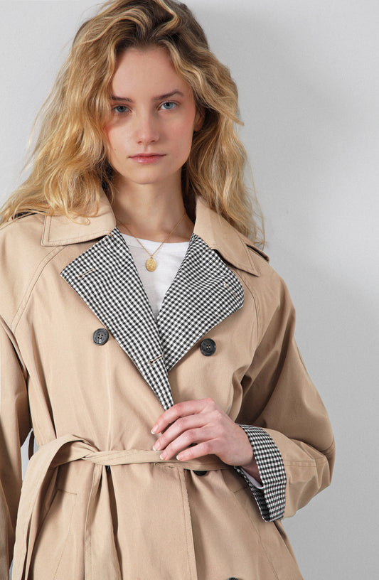 Abrigo Trench Vichy Beige