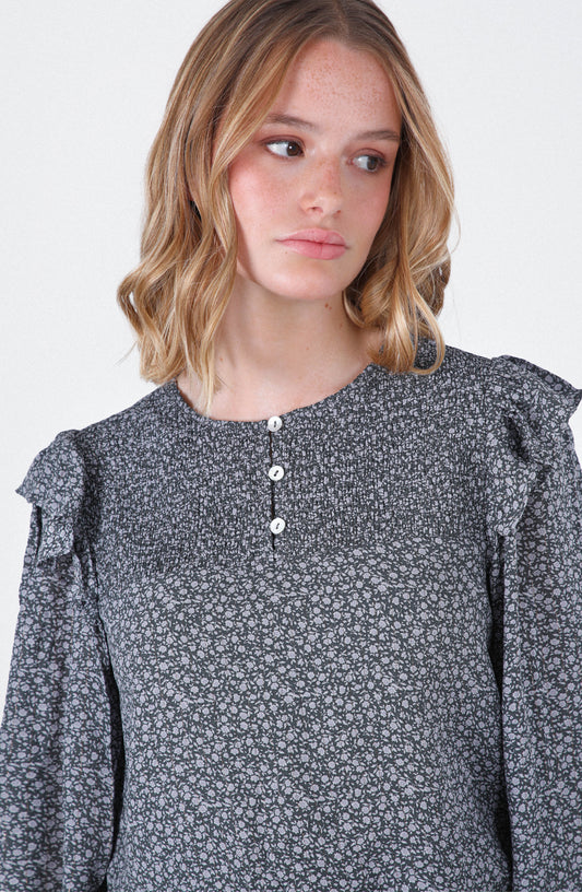 Blusa Estampada Vuelo Lurex Grey