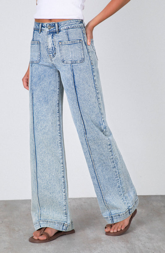 Pantalón Wide Leg Pocket Blue