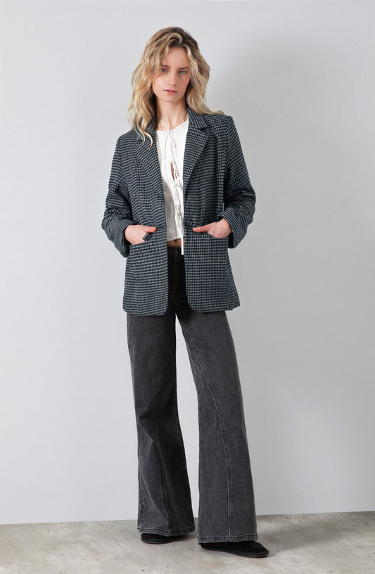 Blazer Tejido Tartan Gray