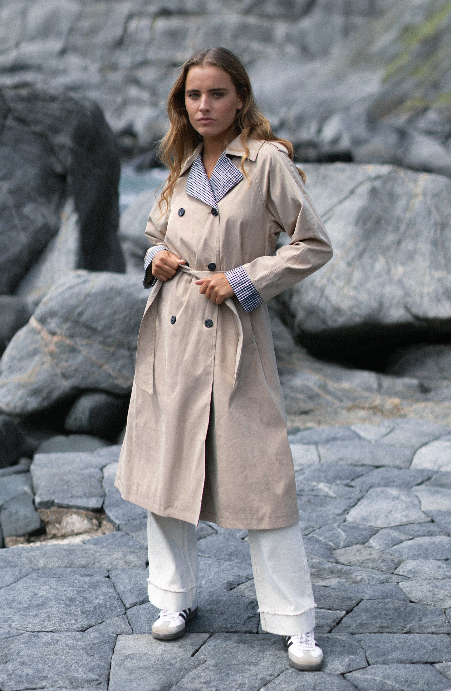 Abrigo Trench Vichy Beige