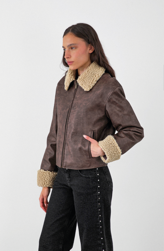 Chaqueta Pu Cuello Chiporro Brown
