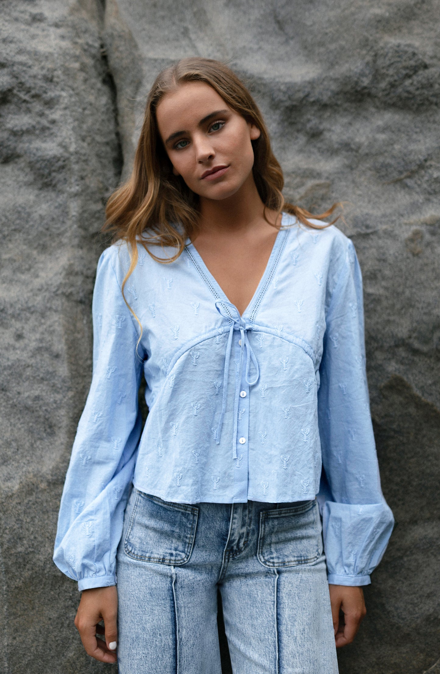 Blusa Bordado Langosta Blue