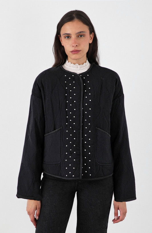 Chaqueta Acolchada Tachas Black