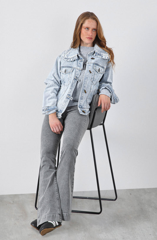 Chaqueta Denim Cuello Vuelos Blue