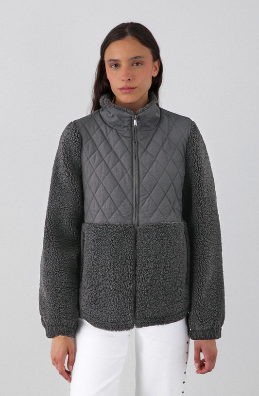 Chiporro Acolchado Cuello Alto Gray