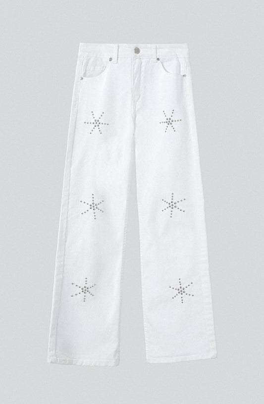 Pantalón Dibujo Flores White