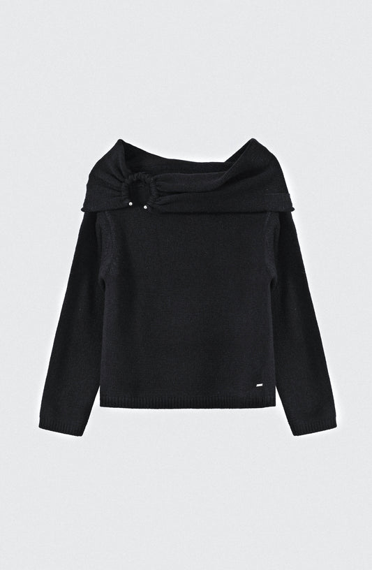 Sweater Hombro Drapeado Black
