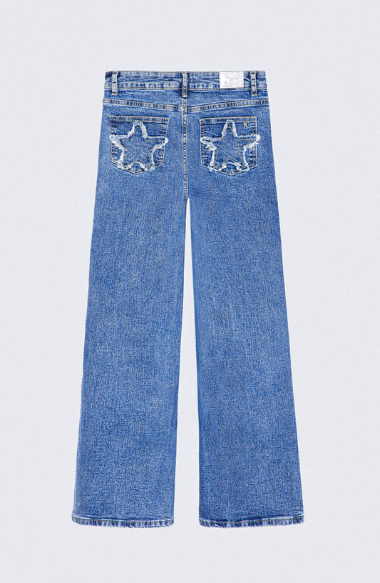 Pantalón Estrella Desflecado Blue