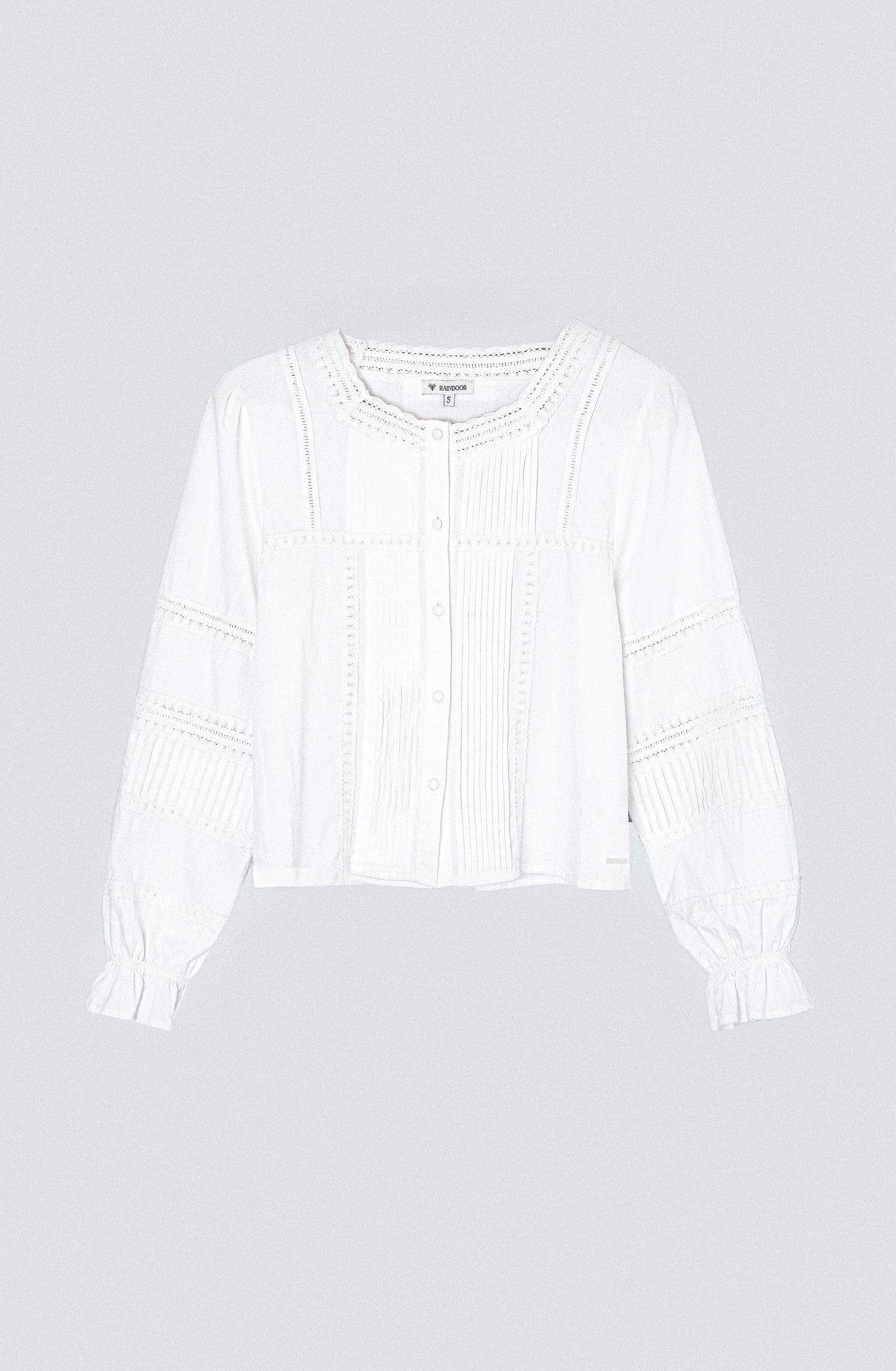 Blusa Pliegues Botón White