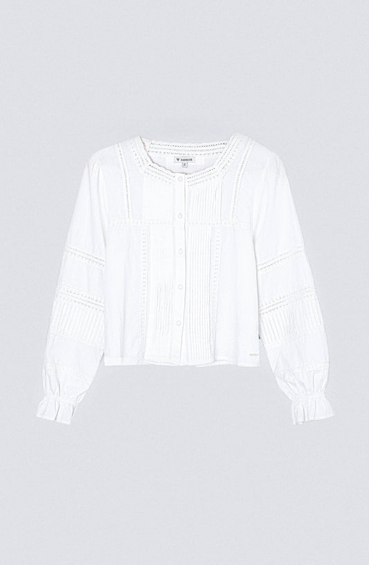 Blusa Pliegues Botón White