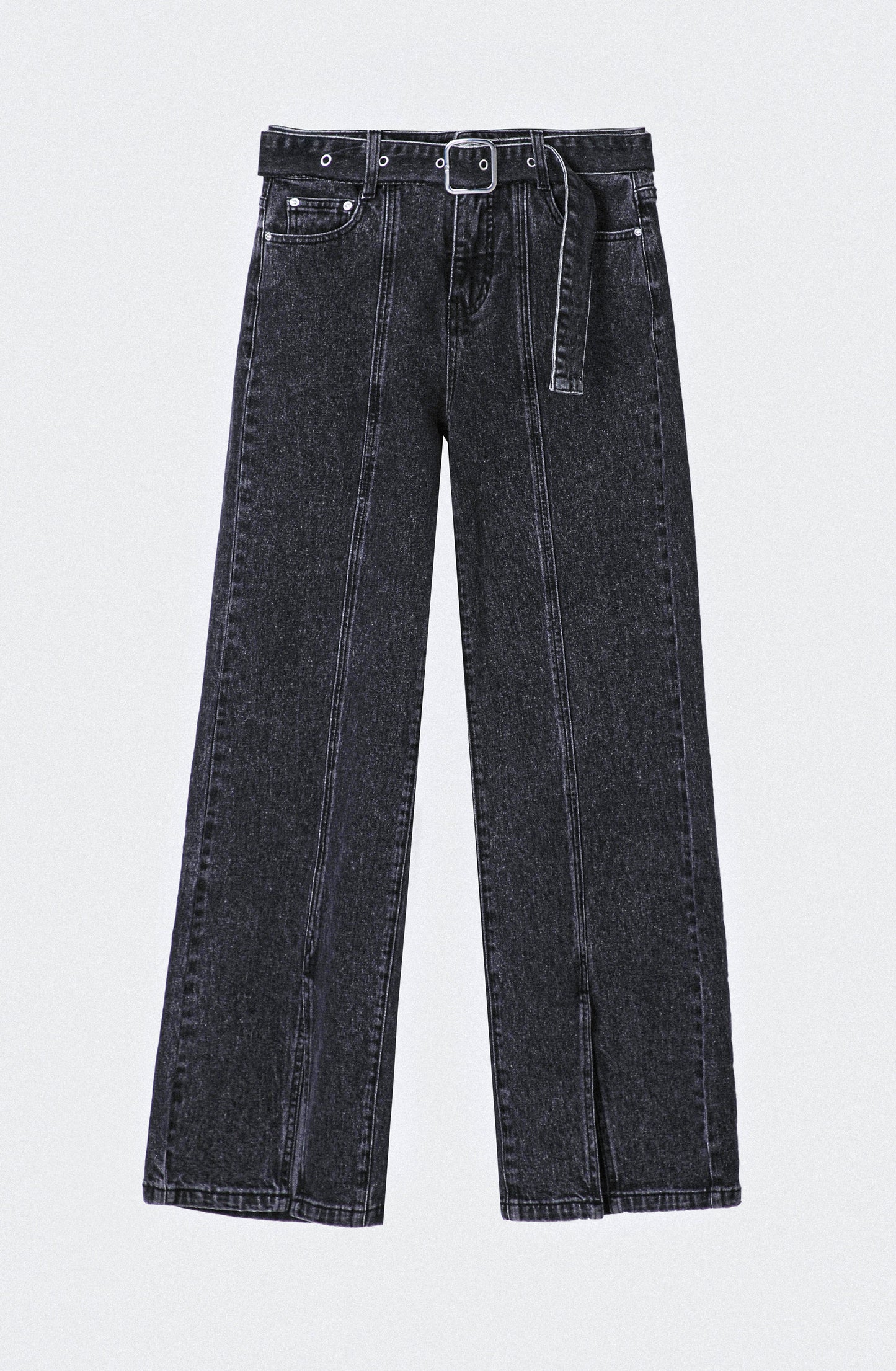 Pantalón Abertura Cinturón Black