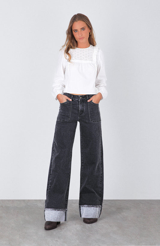 Pantalón Wide Leg Sun Black