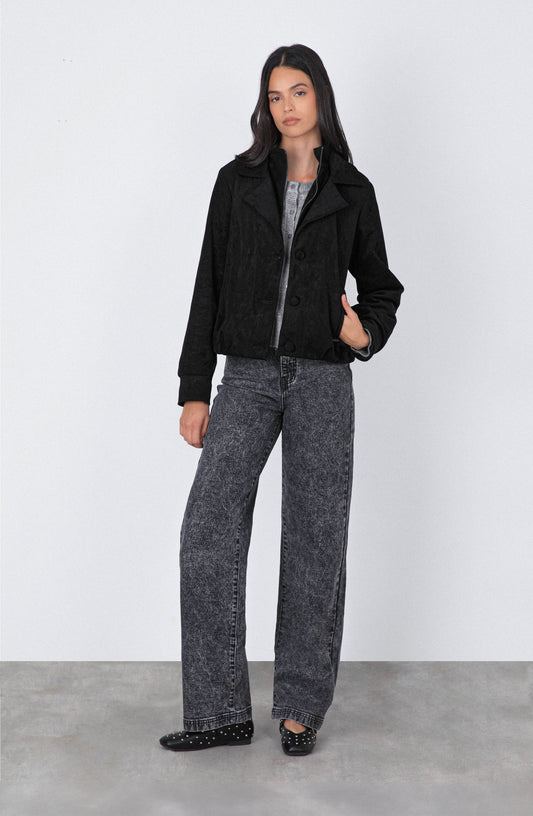 Chaqueta Suede Botones Black
