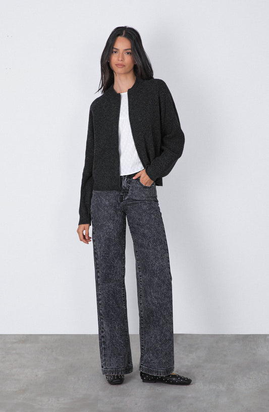 Cardigan Zipper Grey Melange