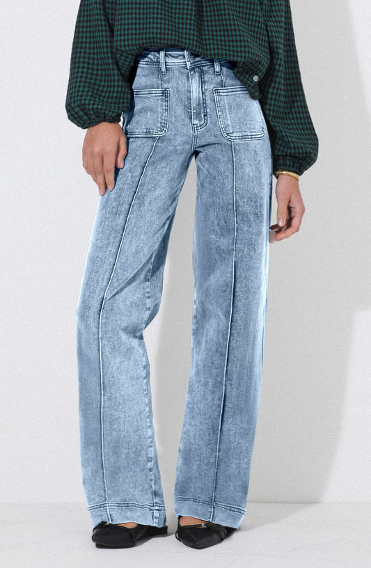 Pants Wide Leg Pocket Blue