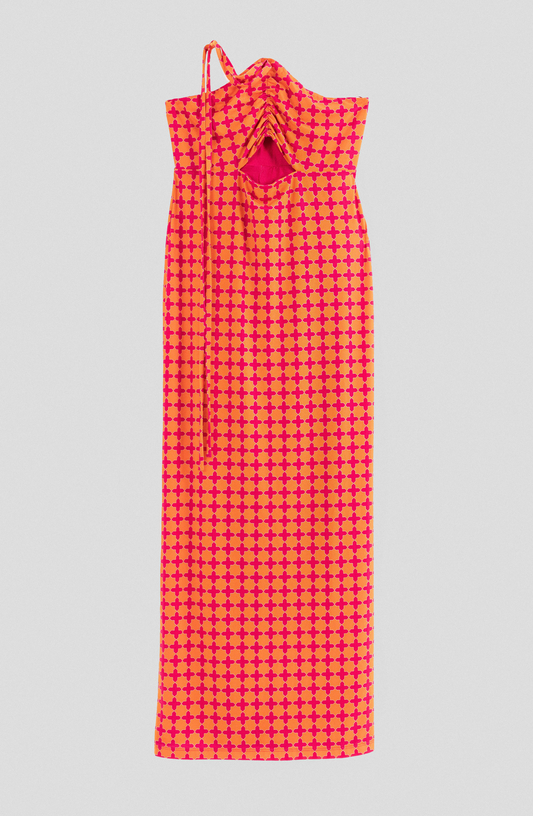 Vestido Cut Out Fucshia Print