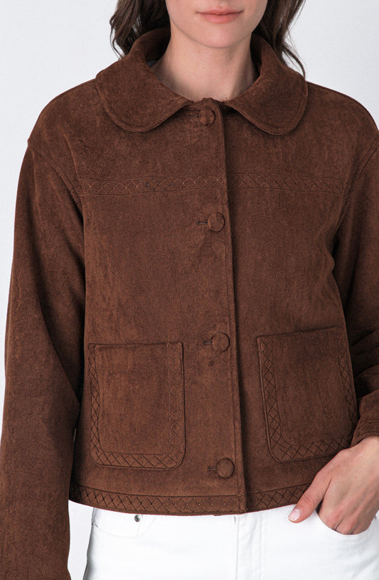Chaqueta Detalle Bordado Brown