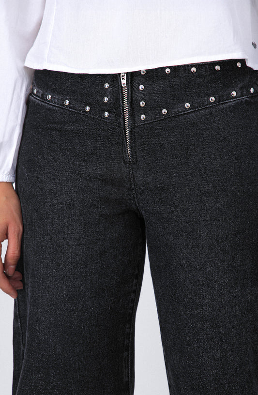 Pantalón Tachas Zipper Black