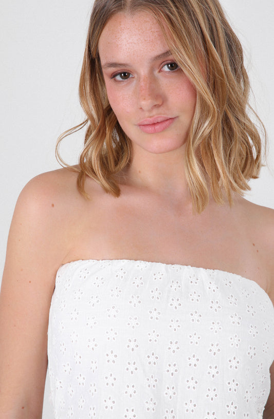 Top Bandana Broderie White