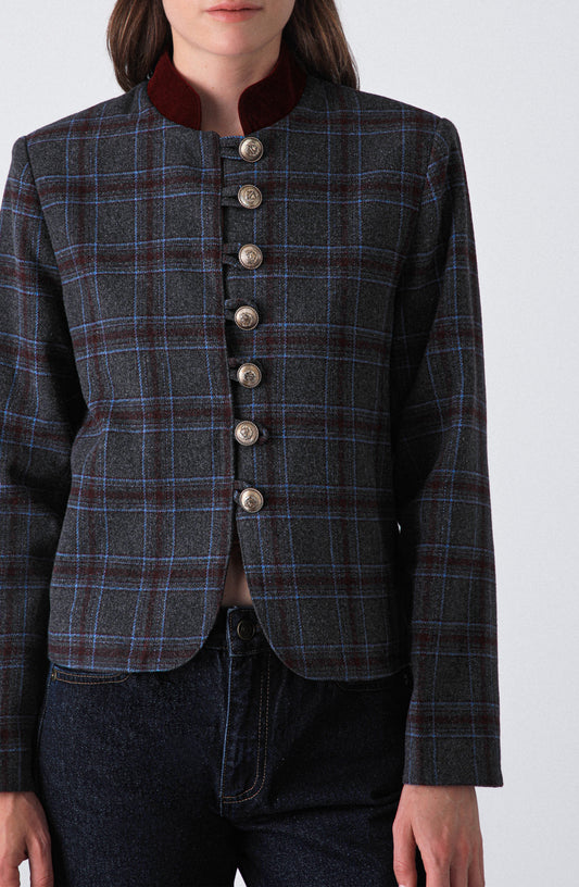 Chaqueta Estampada Botones Grey