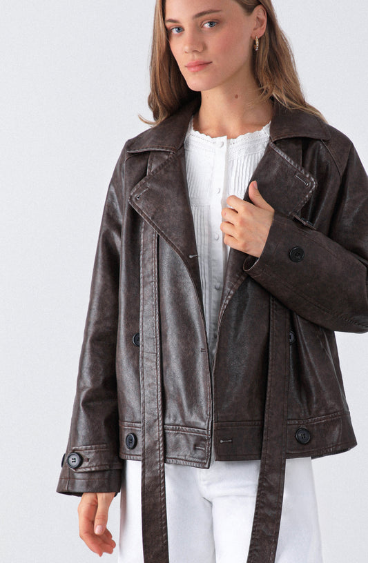 Chaqueta Pu Lazo Brown