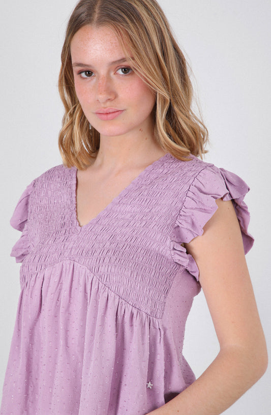 Top Panal Vuelos Lurex Pink