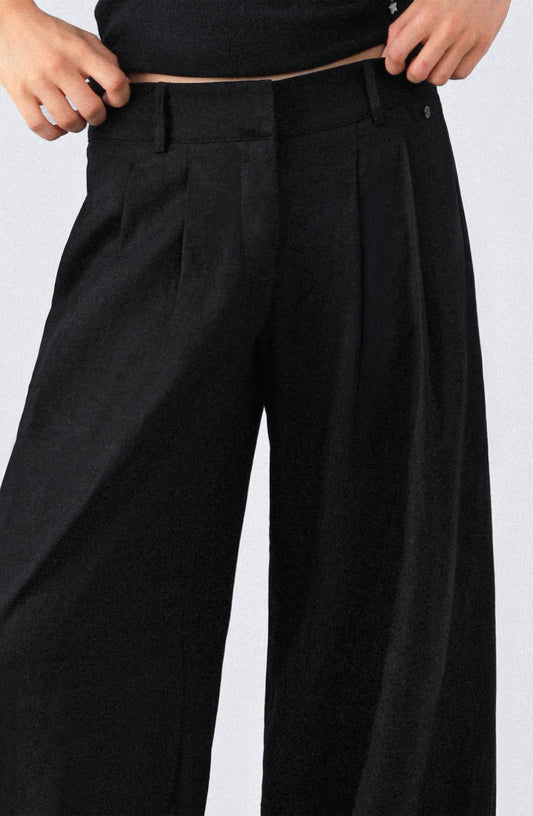 Pantalón Balloon Lino Black