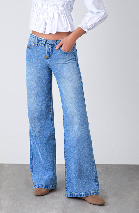 Pantalón Pretina Invertida Blue