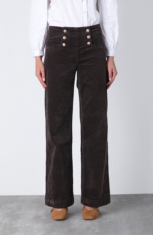 Pantalón Cotelé Botones Frontales Brown