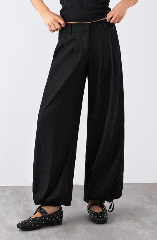 Pantalón Balloon Lino Black