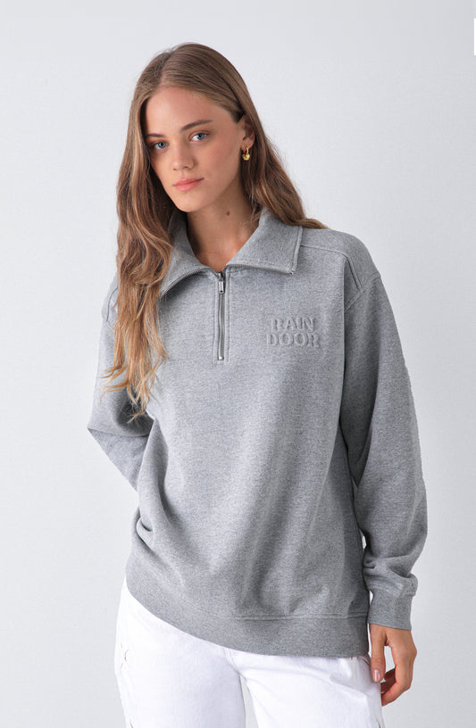 Polerón Mid Zipper Grey Melange