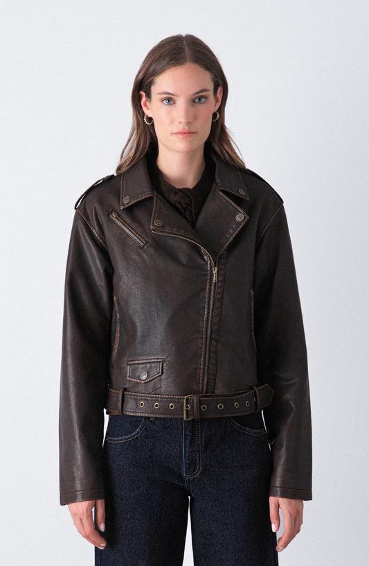 Chaqueta Biker Brown