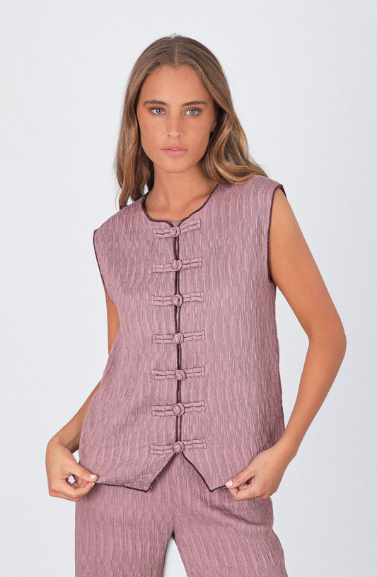 Top Botones Nudos Rose