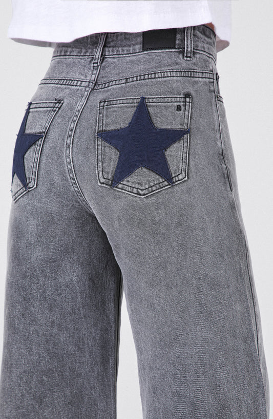 Pantalón Straight Estrellas Grey