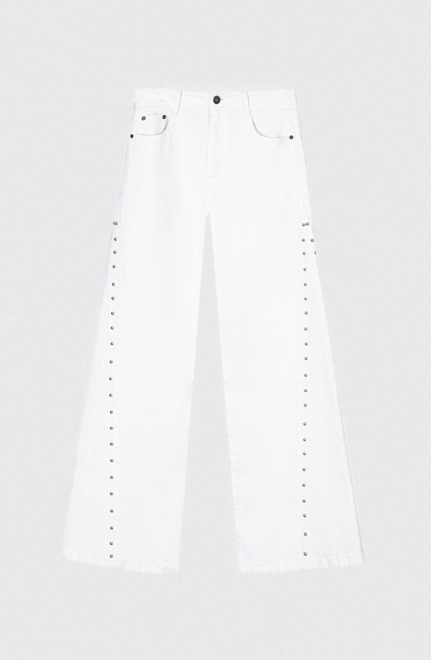 Pantalón Corte Lateral Tachas White