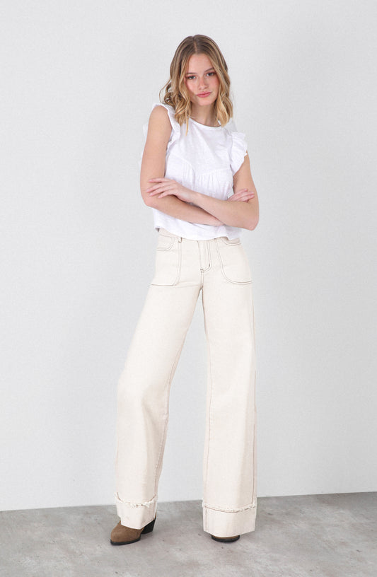 Pantalón Wide Leg Sun Ecru
