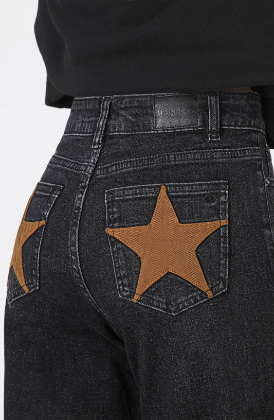 Pantalón Straight Estrellas Black