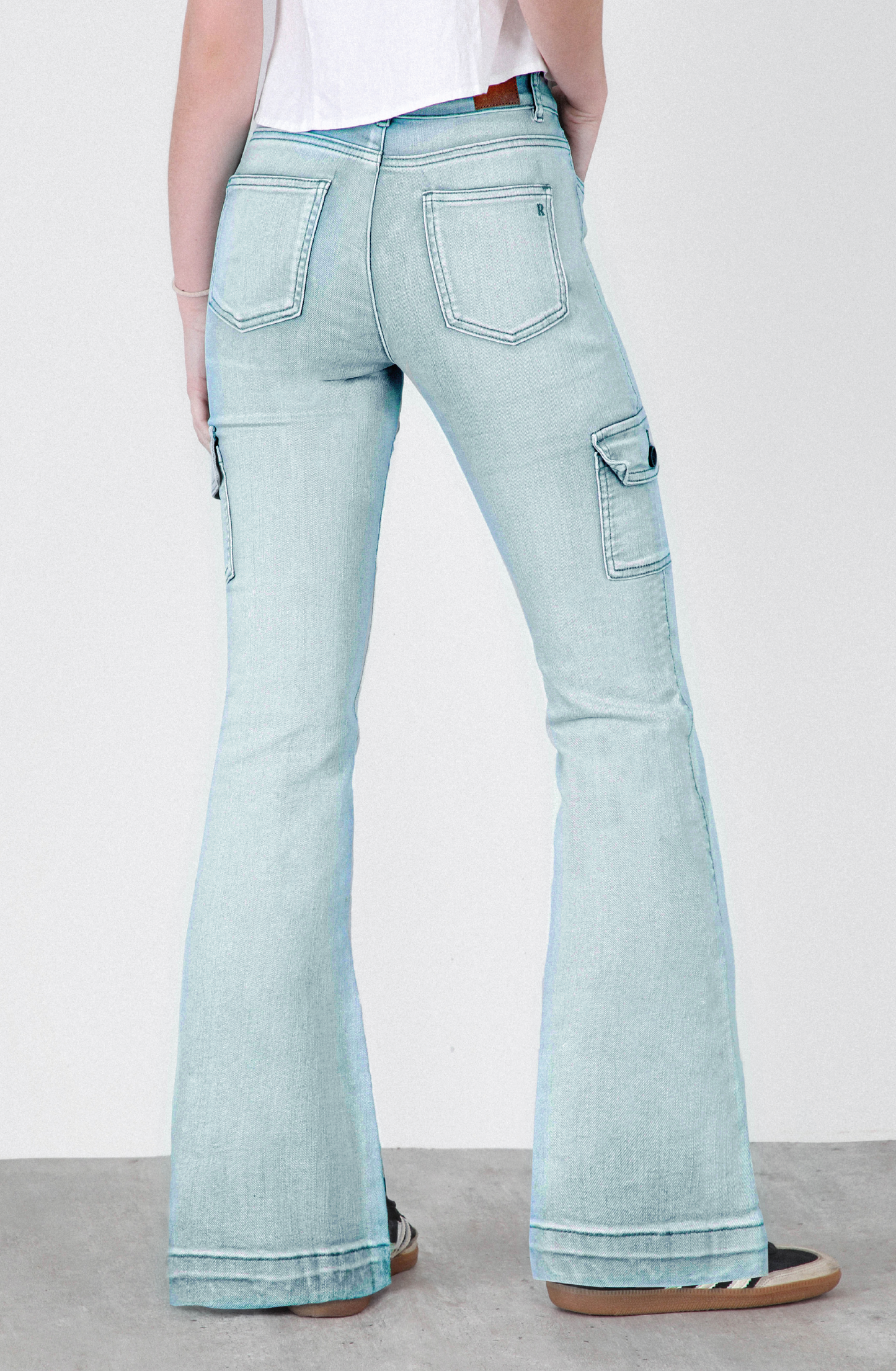 Pants Flare Cargo Green