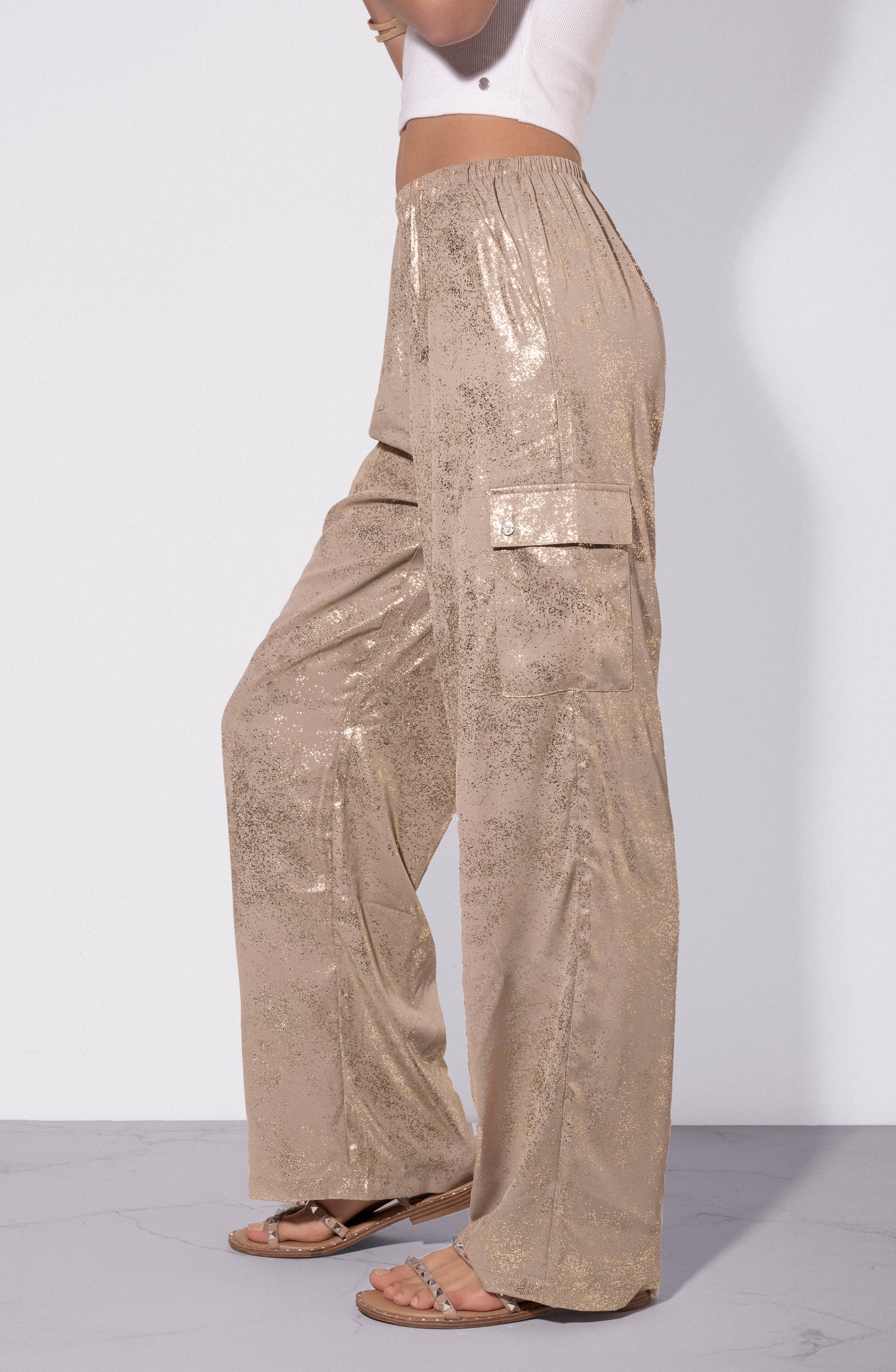 Pants Relaxed Foil Gold