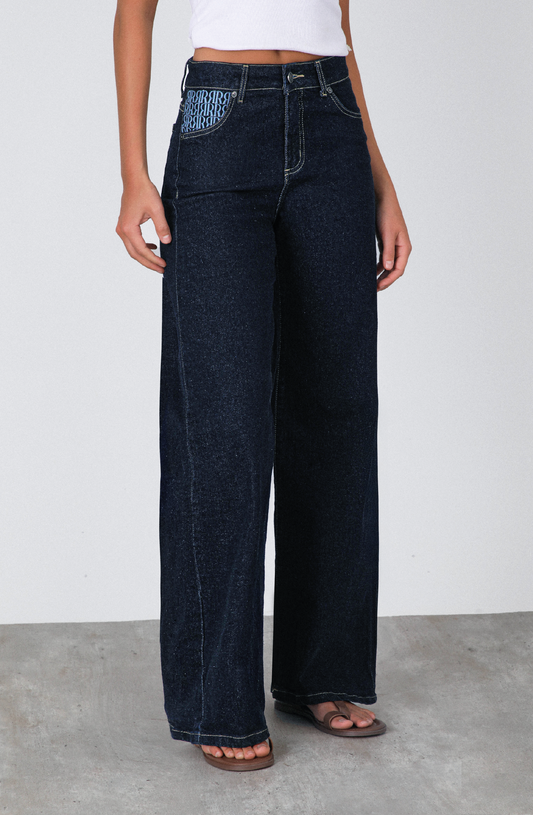 Pantalón Indigo Bordado Blue