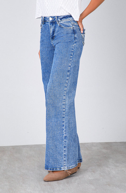 Pantalón Estrella Desflecado Blue