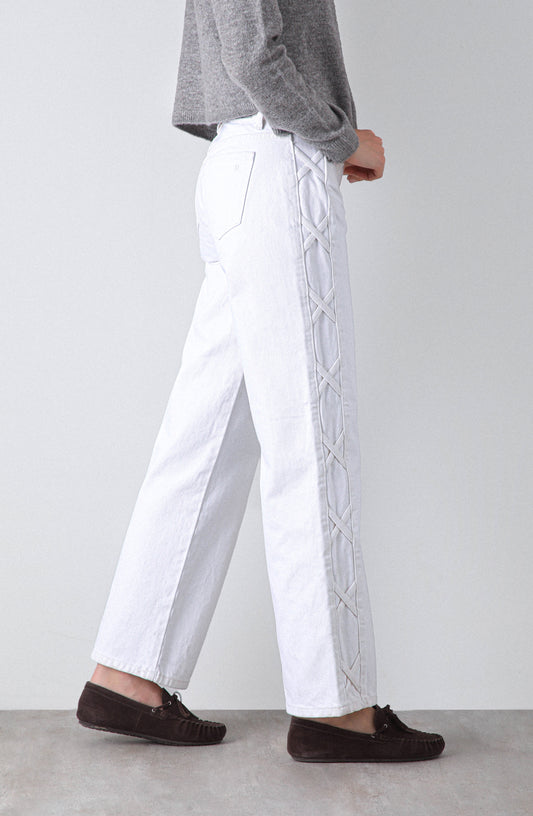 Pantalón Franja Lateral White