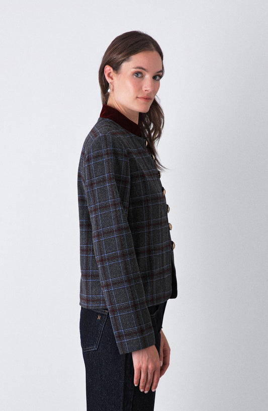 Chaqueta Estampada Botones Grey